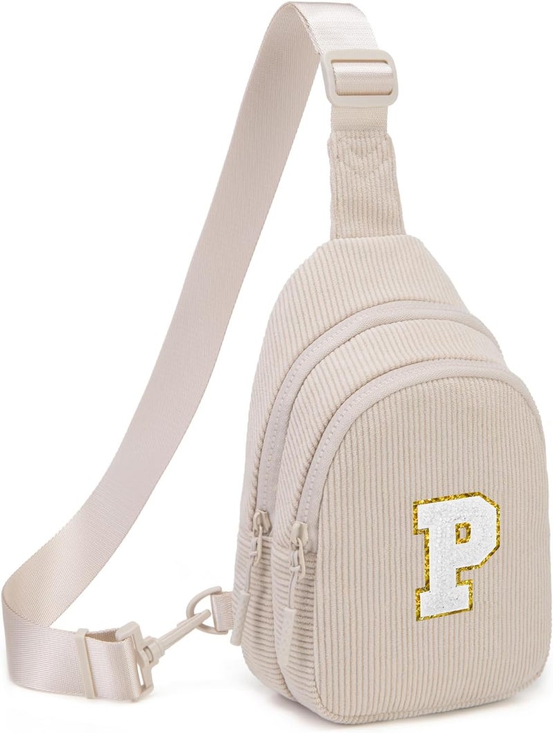 Viverte Small Corduroy Sling Bag Initial Crossbody Bag Fanny Pack for Girls Personalized Birthday Gifts for Teen Girls Gifts - Image 1